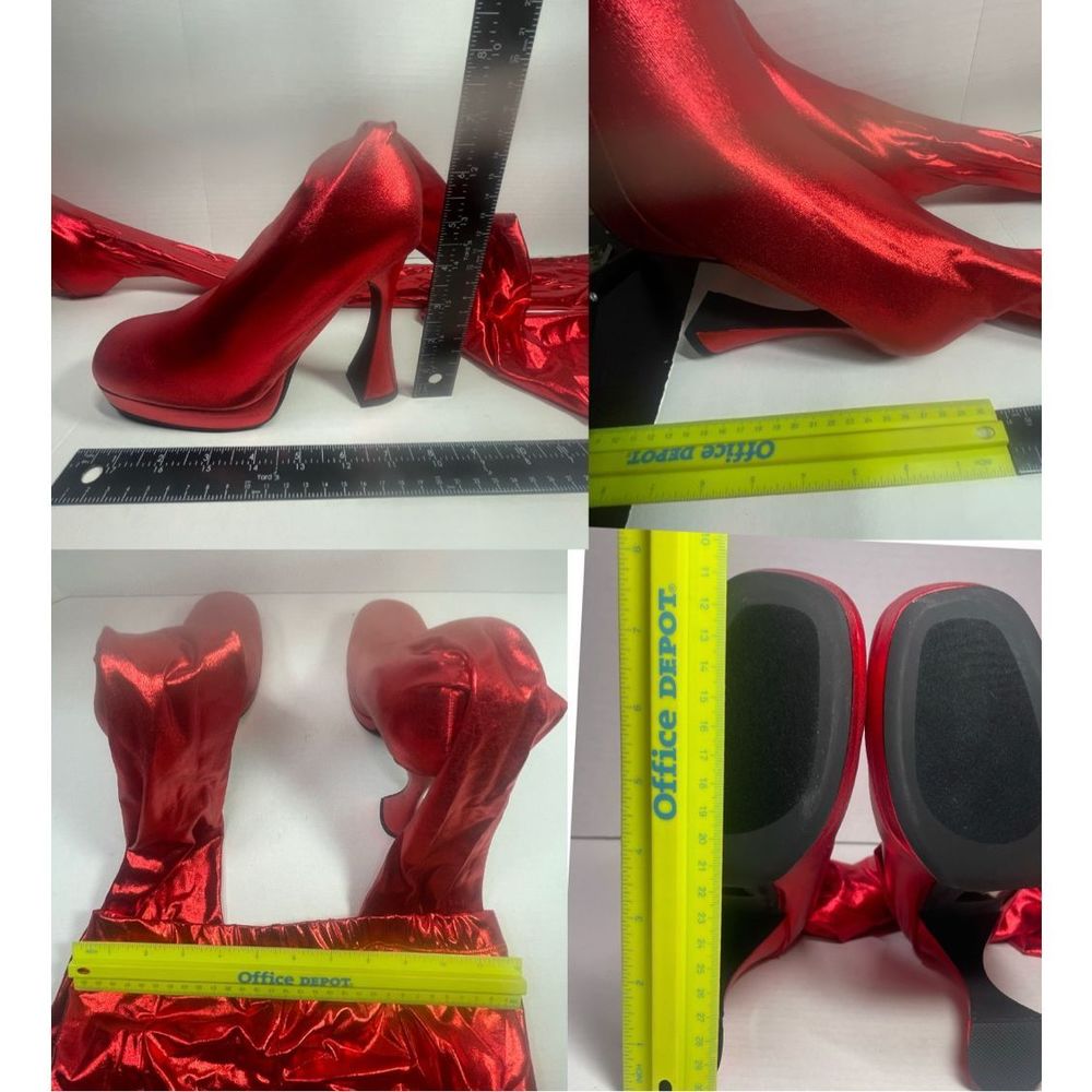 Jeffrey Campbell BNIB XS-S PANTALONES 6M platform Metallic Red Very small waist - Picture 14 of 16